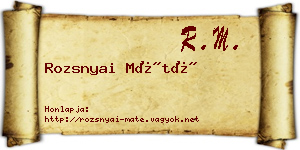 Rozsnyai Máté névjegykártya